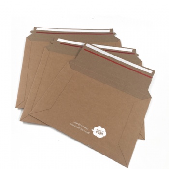 Custom printed cardboard kraft envelope mailer hard envelope with adhesive tape closure