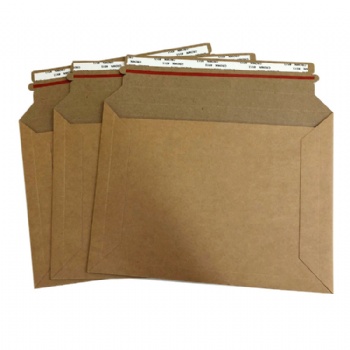 Custom printed cardboard kraft envelope mailer hard envelope with adhesive tape closure