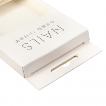 Low Price Custom Empty White Press On Nails Tip Packaging Box With Hang Hole