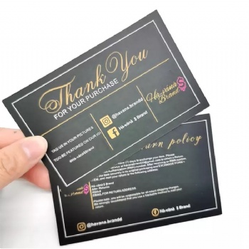 Factory Price High Quality Black Paper Thank You Cards Wholesale Custom With Logo