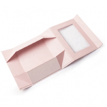 High Quality Pink Cardboard Custom Foldable Magnetic Gift Box With Transparent Window