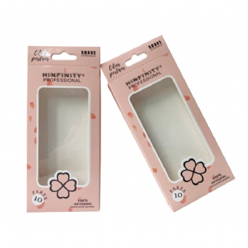 China Manufacturer Custom Pink Paper Eyelash Packaging Box With Transparent Window