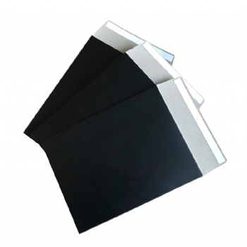 Custom printed black rigid cardboard mailer envelope packaging with self seal