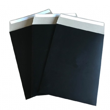 Custom printed black rigid cardboard mailer envelope packaging with self seal