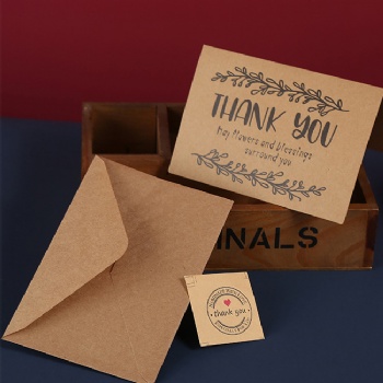 Wholesale Cheap Bulk Customized Thank You Greeting Cards With Kraft Envelope And Stickers